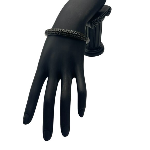 **Retro Black Gray Rhinestone Clamper Bracelet - Picture 1 of 10